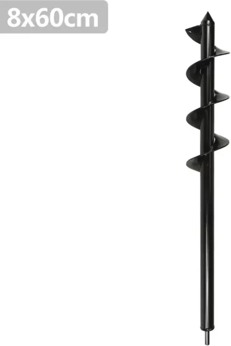 Merkloos Grondboor - Grondboor Voor Boormachine - Bollenplanter - Palenboor - Boor - Tuin - 60 Cm - 8 CM