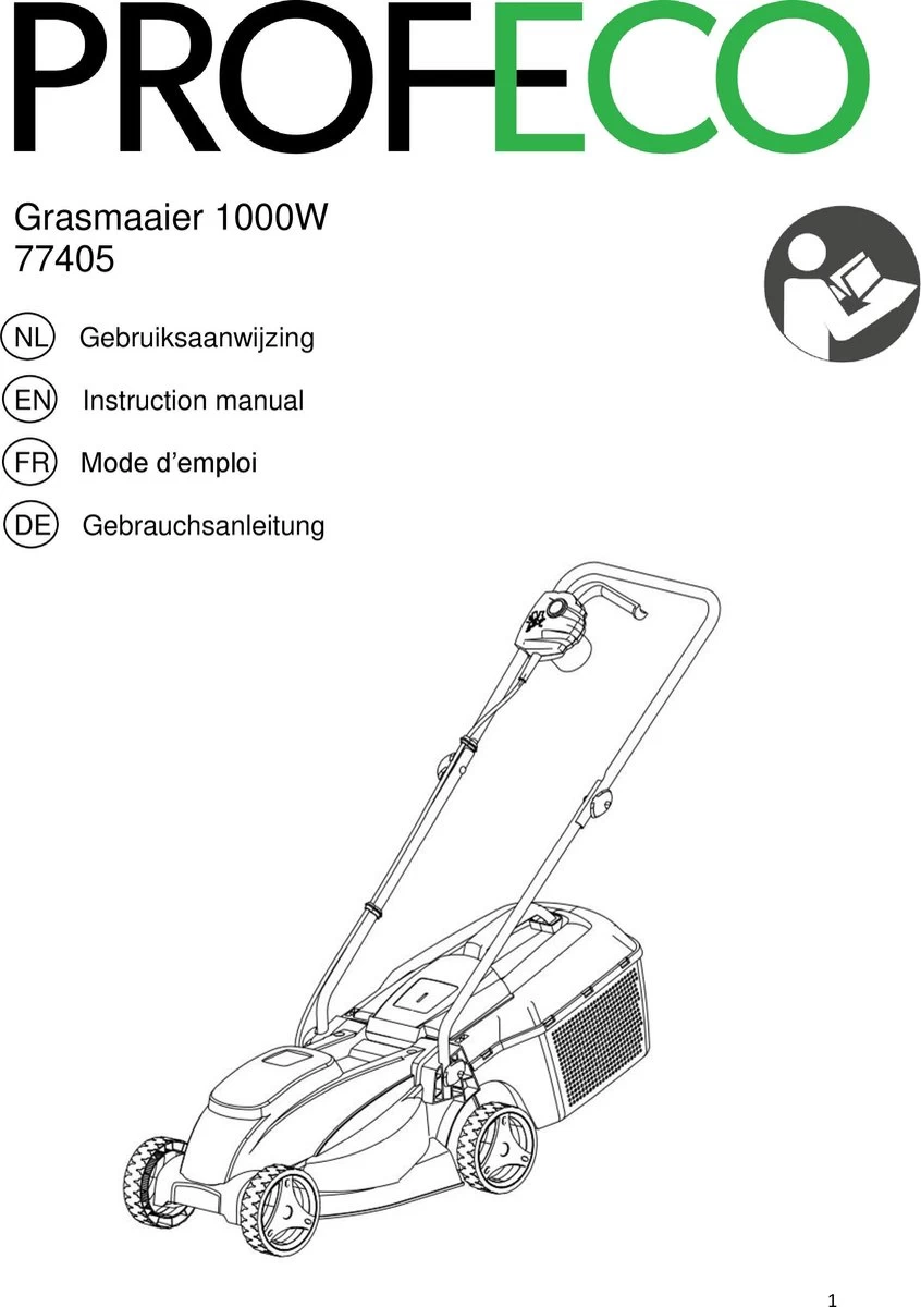 Profeco Elektrische Grasmaaier 1000W - Grasmaaimachine Met 320mm Maaibreedte En Instelbare Maaihoogte - Incl. 30 Liter Opvangbak - Image 2