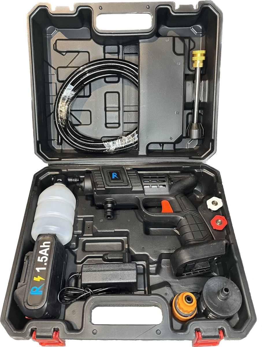 Hogedrukreinger Op Accu - Inclusief Opbergkoffer - Foam Gun - Foam Sprayer - Schuimpistool - Schuimsproeier - Hogedruk Pistool - Inclusief Accesoires - Image 3