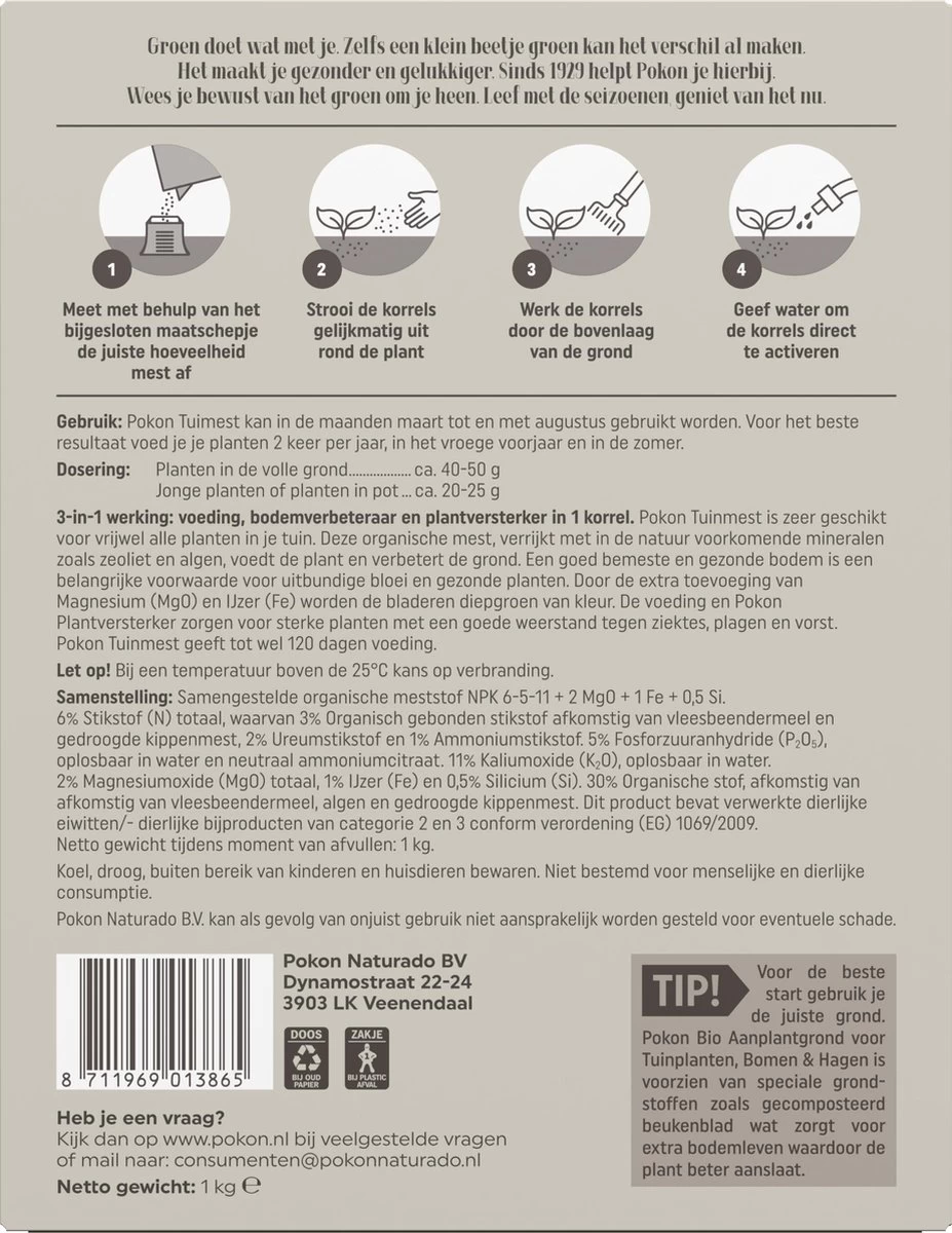 Pokon Tuinmest - 1kg - Meststof - 3-in-1 Werking - Image 3
