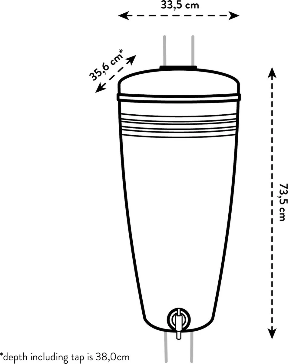 Elho Green Basics Rain Catcher 33 - Regenton Voor Balkonbuiten - Ø 33.5 X H 73.5 Cm - Zwart/Living Black - Image 7