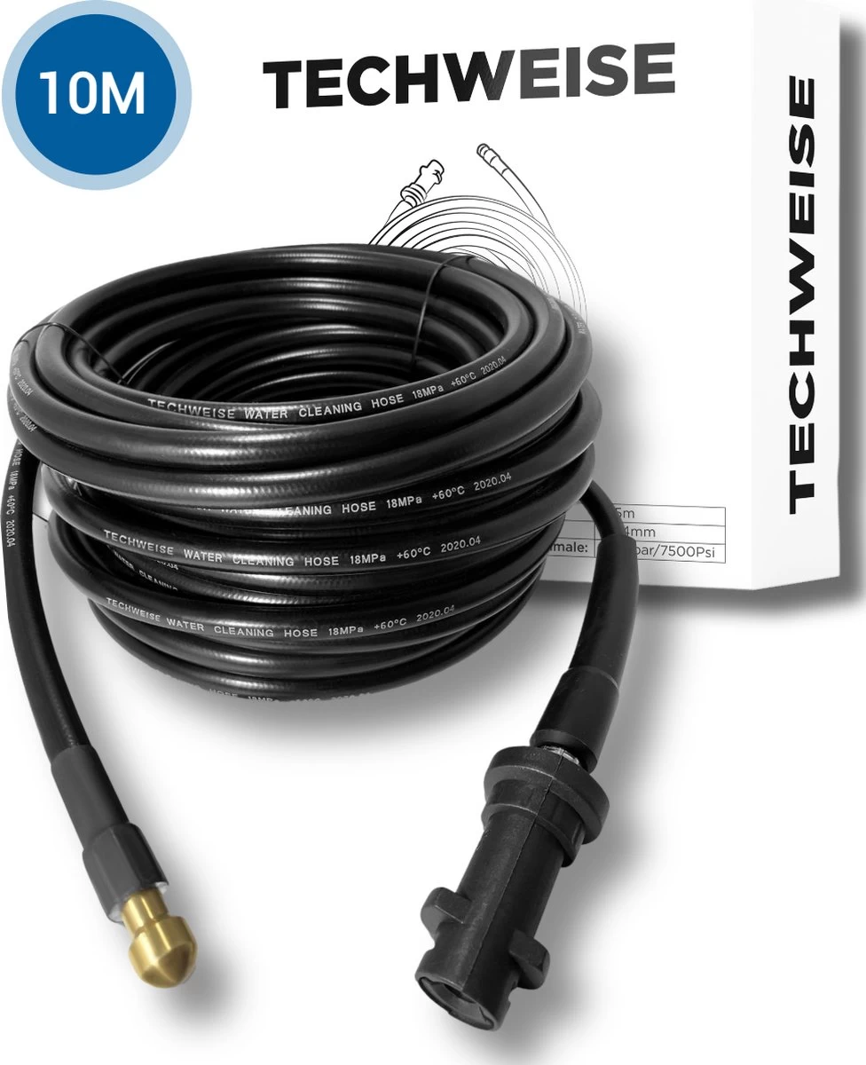 Techweise - Rioolslang Voor Kärcher K2 T/m K7 - 10M - Met Vier Achterwaartse Hogedruksproeiers